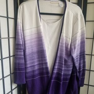 Alfred dunner purple and silver sweater set